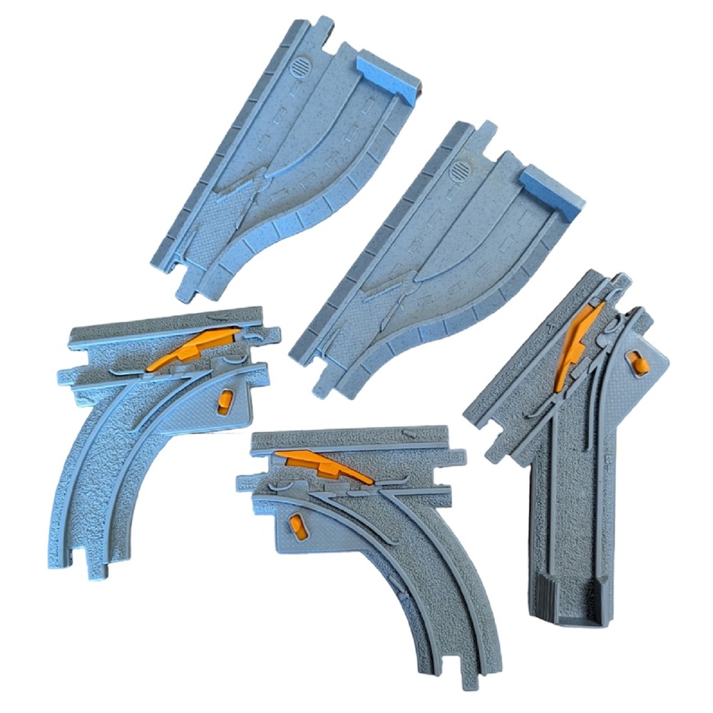 Geotrax Switches For Train Track 5 Pieces Fisher Price Gray Track Plastic GUC